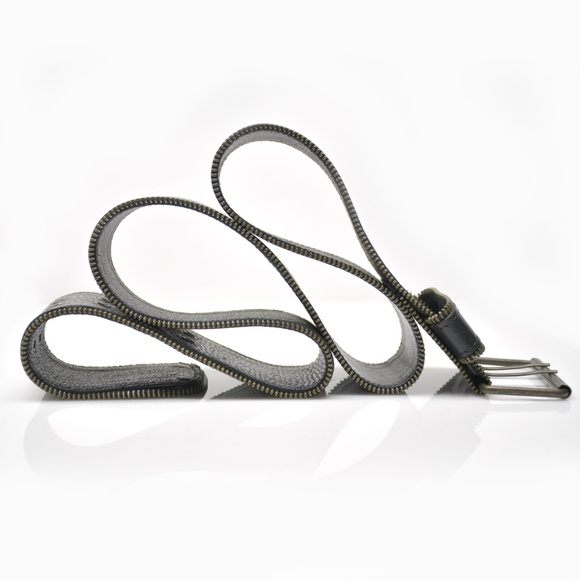 GARUGLIERI Belt Size L Black Brass Zipper Edge Made in Italy - Picture 3 of 8